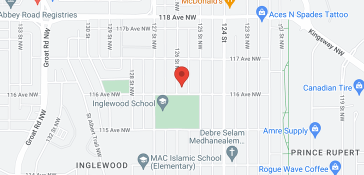 map of 11607 126 ST NW